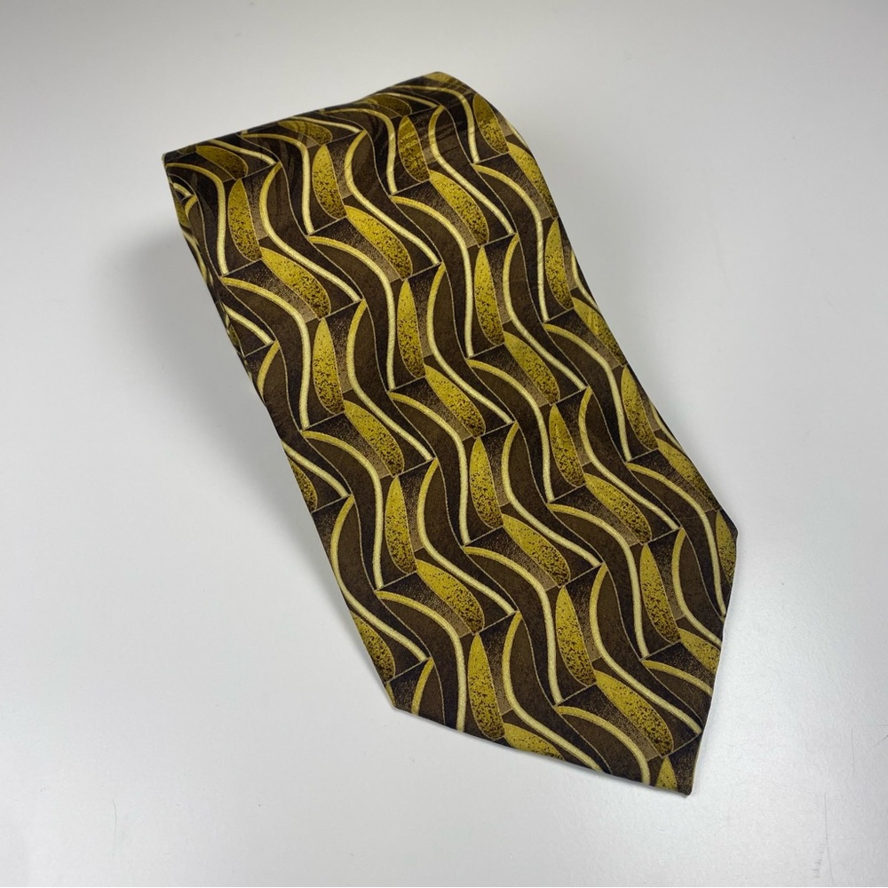 Kieth Daniels Wavy Brown‎ & Gold Silk Tie